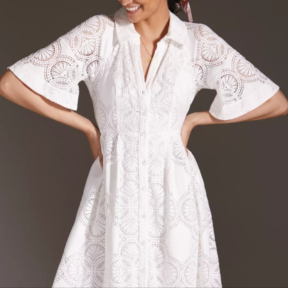 HTF Anthropologie Maeve Eyelet Midi Dress - Picture 5 of 6